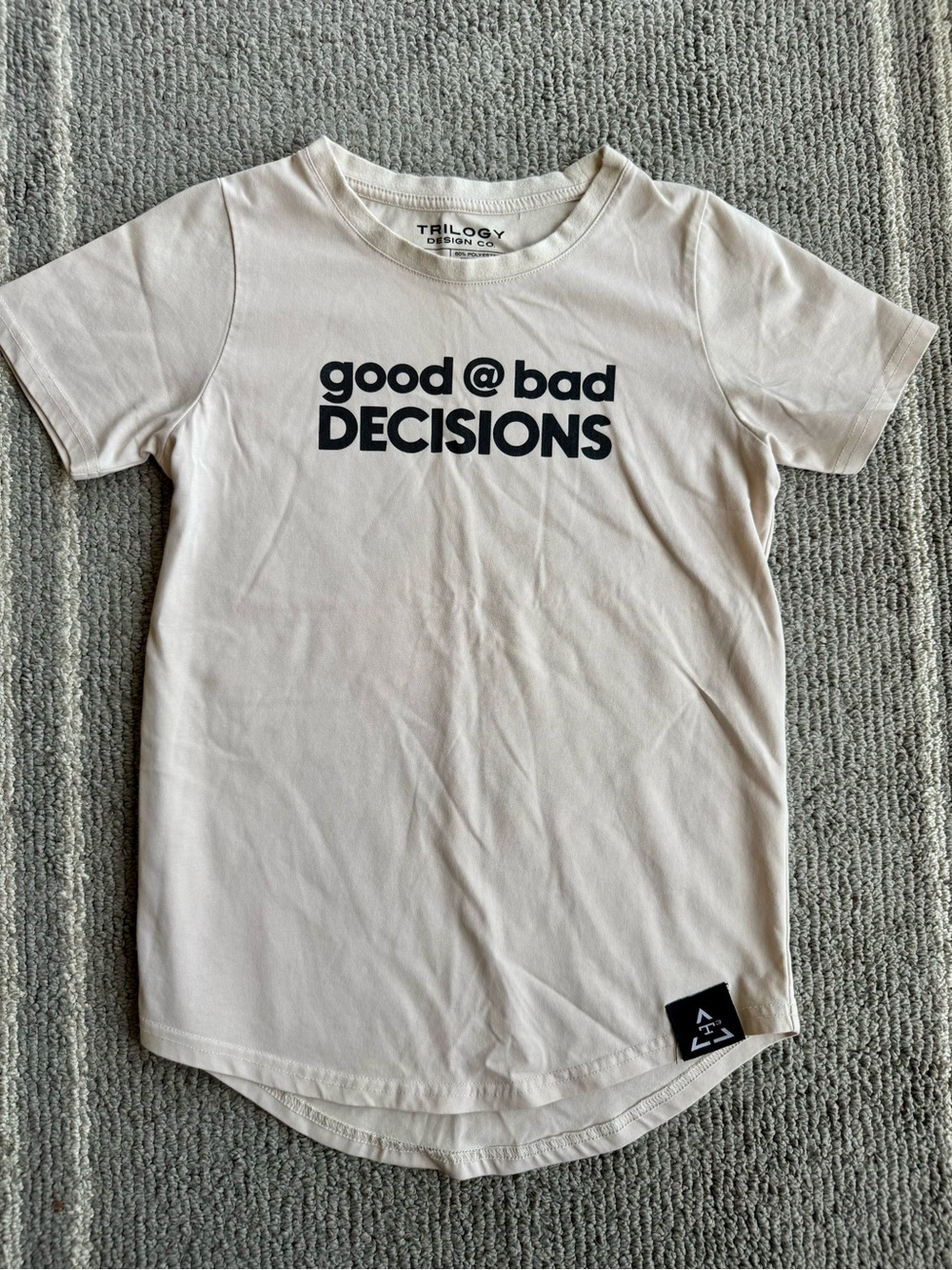 Trilogy  Boys's Cream "Good @ Bad Decisions" Short Sleeve Tee